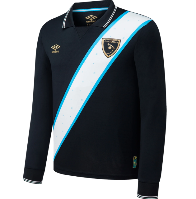 Umbro 2024 Guatemala Long Sleeve Third Jersey - Black/White/Sky Blue