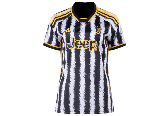 adidas Womens Juventus 2023 - 24 Home Jersey - Black/White/Yellow
