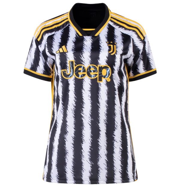 adidas Womens Juventus 2023 - 24 Home Jersey - Black/White/Yellow