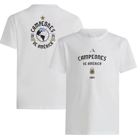 adidas Youth Argentina Copa America 2024 Winners Shirt - White