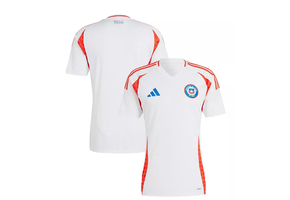 adidas Chile Copa America 2024 Away Soccer Jersey- White/Active Red/Royal Blue