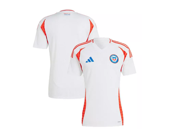 adidas Chile Copa America 2024 Away Soccer Jersey- White/Active Red/Royal Blue