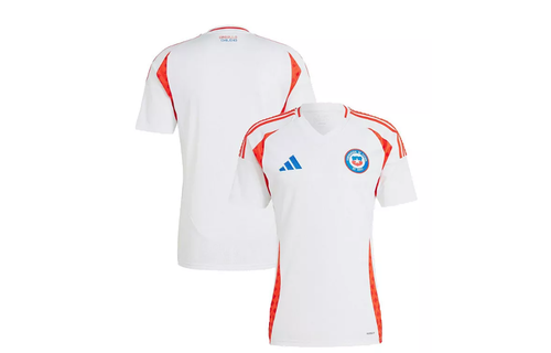 adidas Chile Copa America 2024 Away Soccer Jersey- White/Active Red/Royal Blue