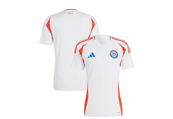adidas Chile Copa America 2024 Away Soccer Jersey- White/Active Red/Royal Blue