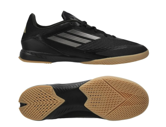 adidas F50 League IN Indoor Soccer Shoes - Core Black/Iron Metallic/Gold