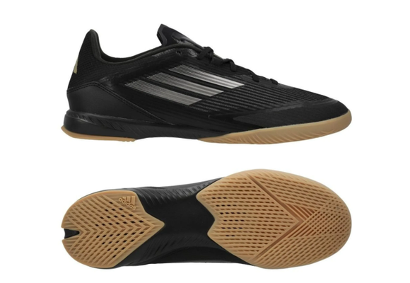 adidas F50 League IN Indoor Soccer Shoes - Core Black/Iron Metallic/Gold