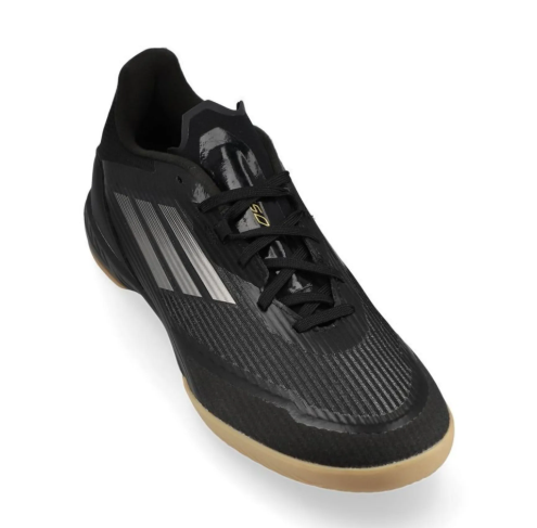 adidas F50 League IN Indoor Soccer Shoes - Core Black/Iron Metallic/Gold