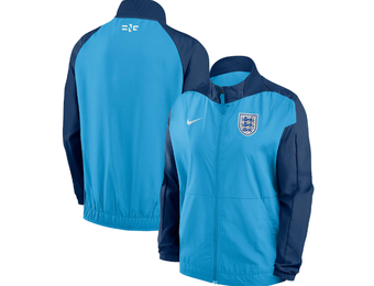 Nike Womens England Euro 2024 Raglan Anthem Jacket - Blue Fury/Navy Blue