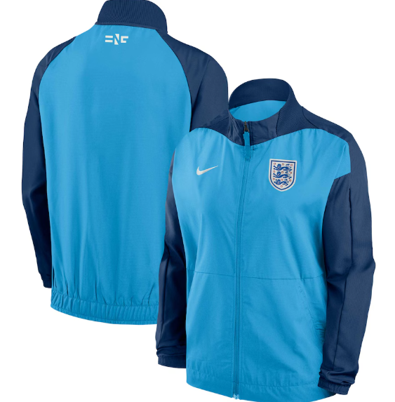 Nike Womens England Euro 2024 Raglan Anthem Jacket - Blue Fury/Navy Blue