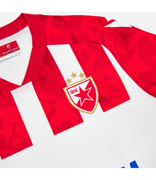 Macron Macron Red Star Belgrade 2024 - 25 Authentic Home Jersey - Red/White/Gold