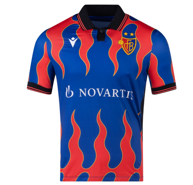 Macron FC Basel 2024- 25 Authentic Home Jersey - Red/Royal Blue/Gold