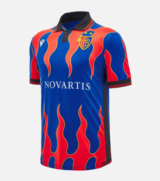 Macron FC Basel 2024- 25 Authentic Home Jersey - Red/Royal Blue/Gold