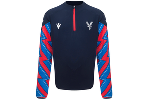 Macron Crystal Palace 2024 - 25 Authentic 1/4 Zip Training Top - Navy Blue/Red