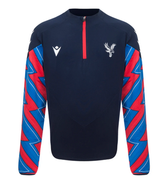 Macron Macron Crystal Palace 2024 - 25 Authentic 1/4 Zip Training Top - Navy Blue/Red