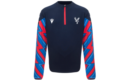 Macron Crystal Palace 2024 - 25 Authentic 1/4 Zip Training Top - Navy Blue/Red