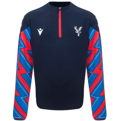 Macron Crystal Palace 2024 - 25 Authentic 1/4 Zip Training Top - Navy Blue/Red