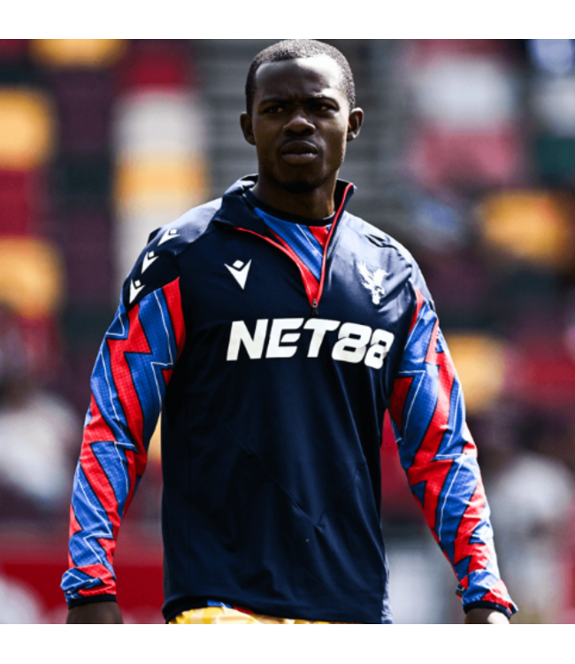 Macron Macron Crystal Palace 2024 - 25 Authentic 1/4 Zip Training Top - Navy Blue/Red