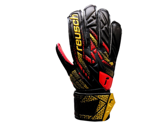 Reusch Jr Attrakt Solid Finger Save Goalkeeper Gloves - Black/Gold/Firy