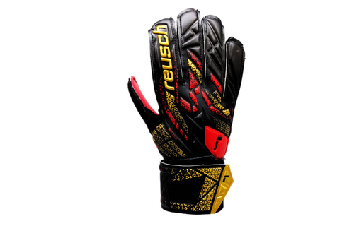 Reusch Jr Attrakt Solid Finger Save Goalkeeper Gloves - Black/Gold/Firy
