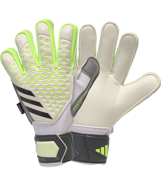 adidas adidas Predator Match Fingersave Goalkeeper Gloves - White/Lucid Lemon/Black
