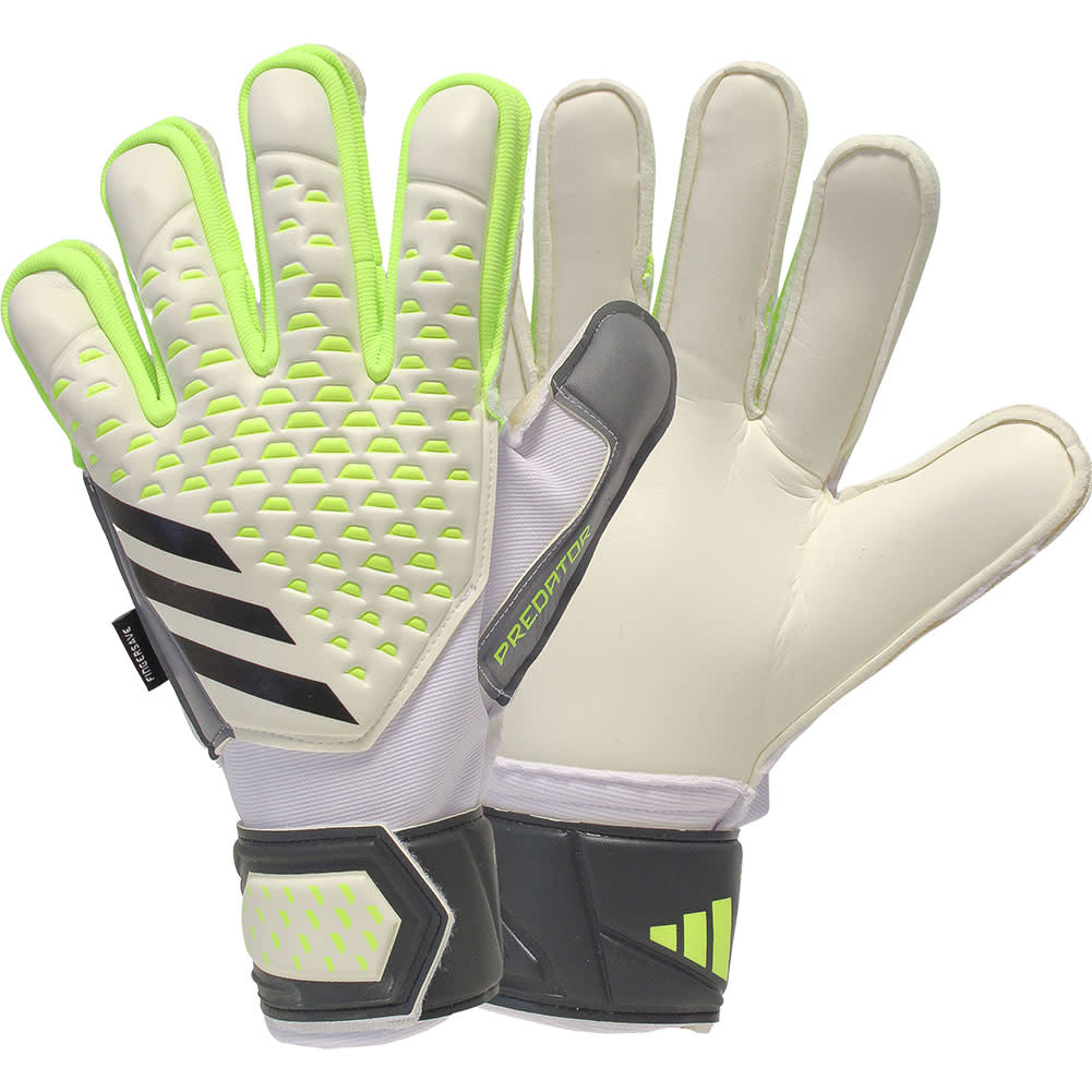 adidas Predator Match Fingersave Goalkeeper Gloves - White/Lucid Lemon/Black
