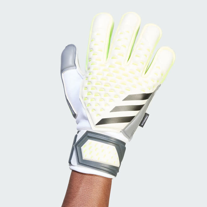 adidas Predator Match Fingersave Goalkeeper Gloves - White/Lucid Lemon/Black