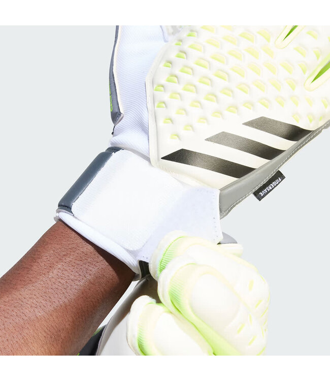 adidas adidas Predator Match Fingersave Goalkeeper Gloves - White/Lucid Lemon/Black