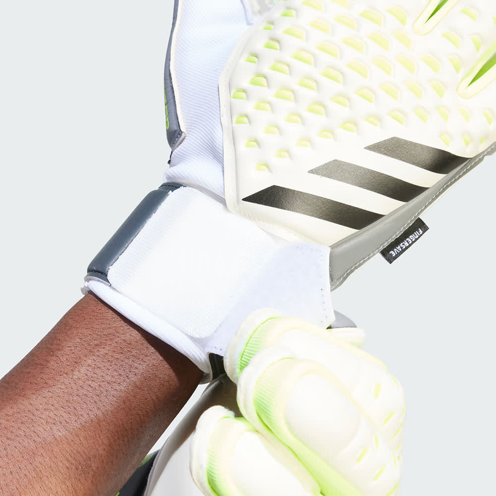 adidas Predator Match Fingersave Goalkeeper Gloves - White/Lucid Lemon/Black