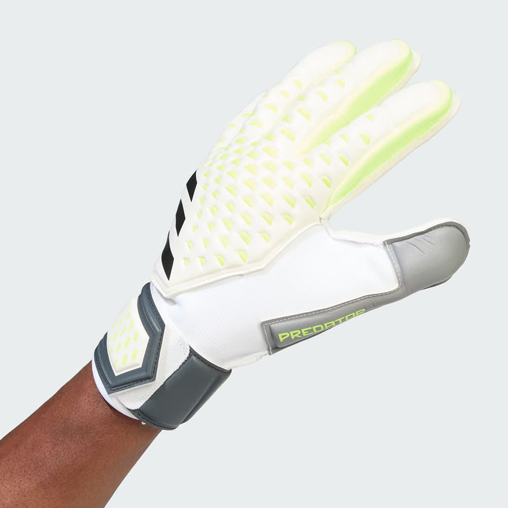 adidas Predator Match Fingersave Goalkeeper Gloves - White/Lucid Lemon/Black