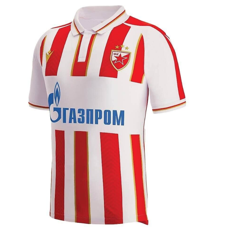 Macron Red Star Belgrade 2023 - 24 Authentic Home Jersey - Red/White/Royal