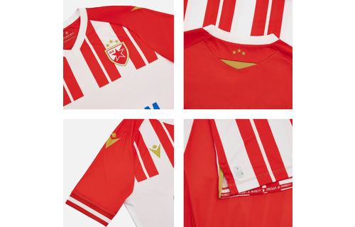 Macron Red Star Belgrade 2023 - 24 Authentic Home Jersey - Red/White/Royal