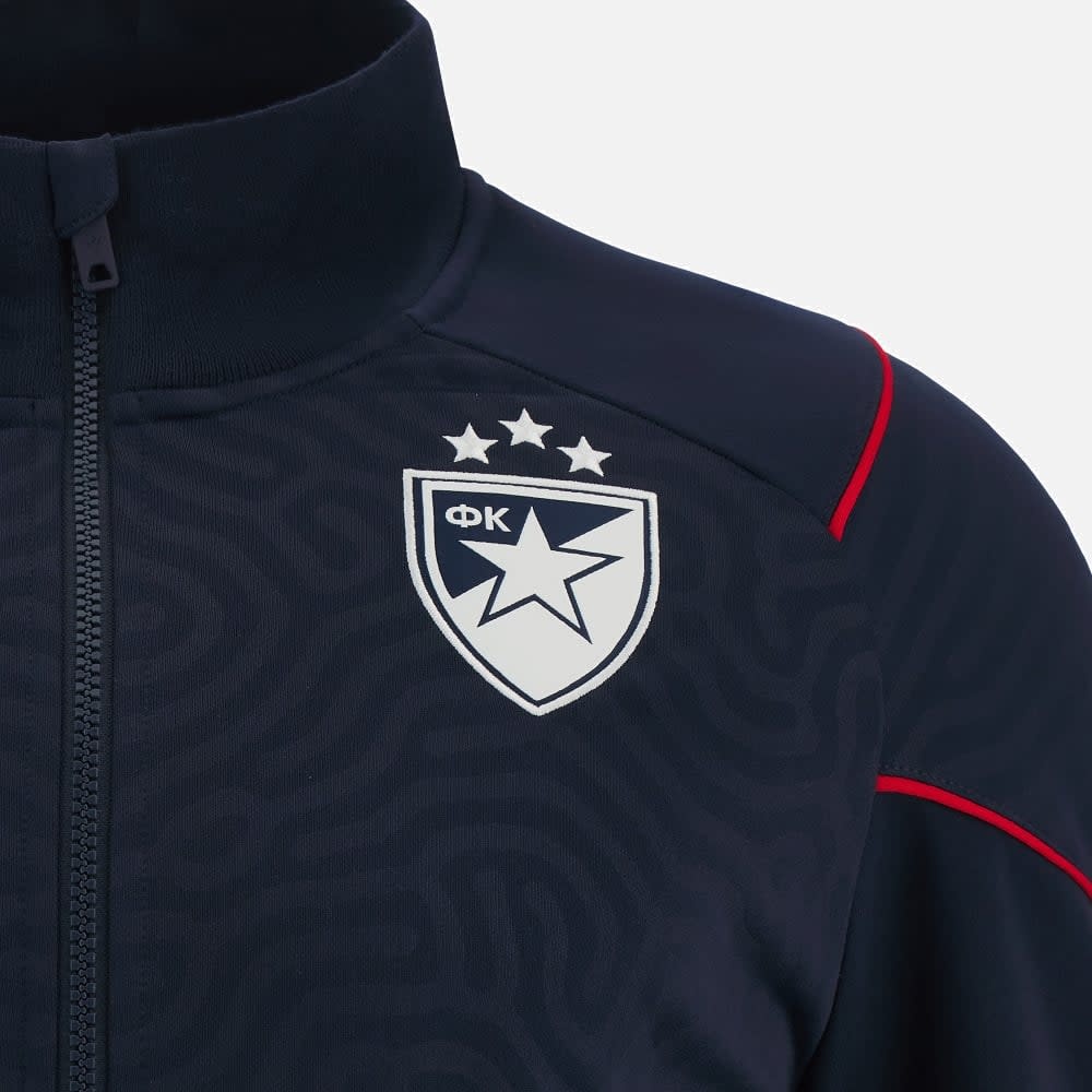 Macron Red Star Belgrade 2023 - 24 Travel Player Full Zip Top -Navy Blue/White