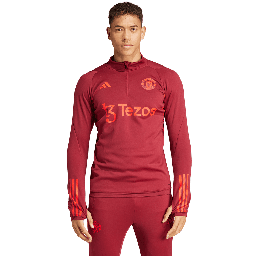 adidas Manchester United 2023 - 24 EU Tiro Training Top - Burgundy