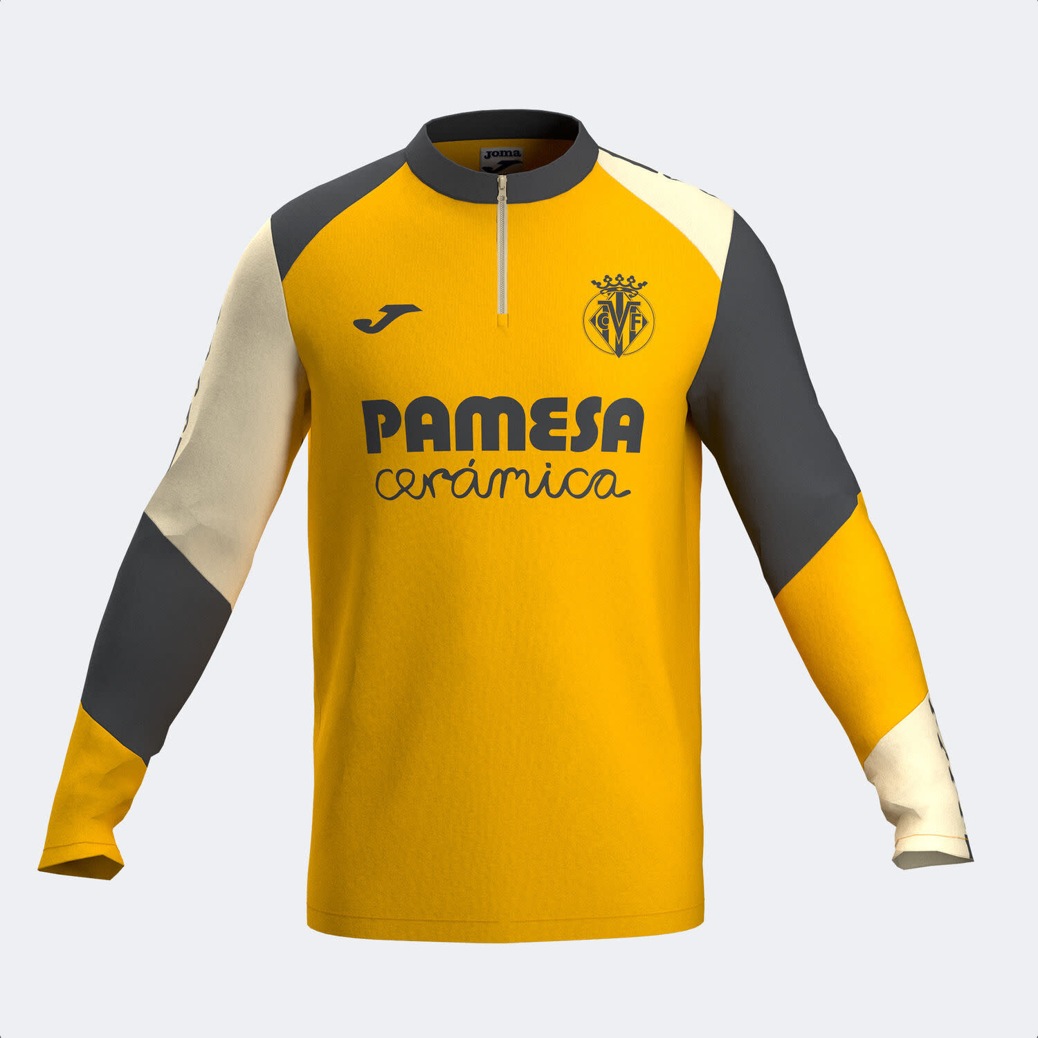 Joma Villareal 2024 - 25 Quarter Zip Training Top - Yellow/Grey/White