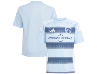 adidas Sporting Kansas City 2025 -26 Youth Home Jersey - Glow Blue/Night Indigo