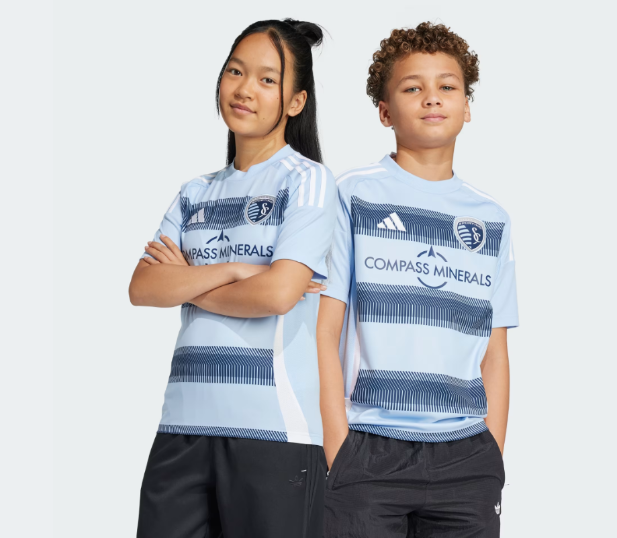 adidas Sporting Kansas City 2025 -26 Youth Home Jersey - Glow Blue/Night Indigo