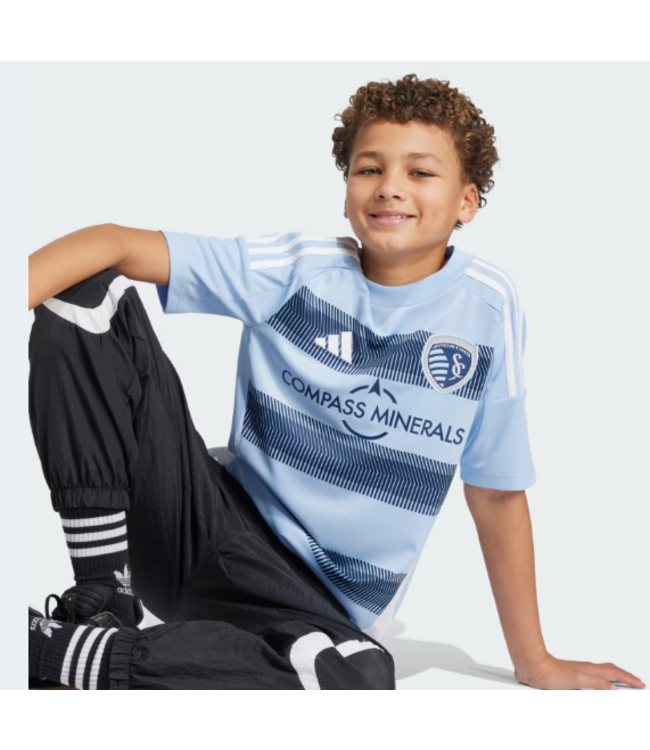 adidas adidas Sporting Kansas City 2025 -26 Youth Home Jersey - Glow Blue/Night Indigo