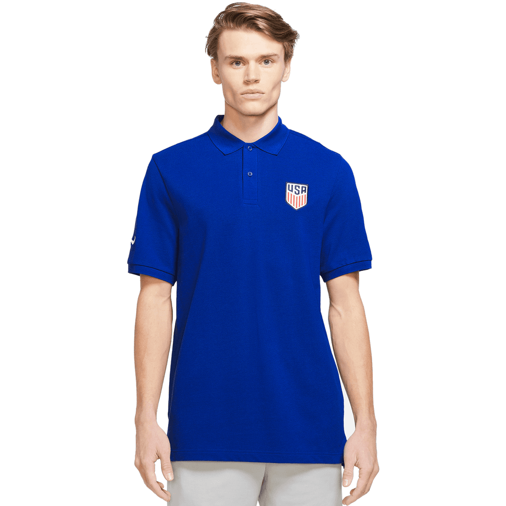 Nike USA United States USMNT 2024 Pique Travel Polo - Royal Blue/White
