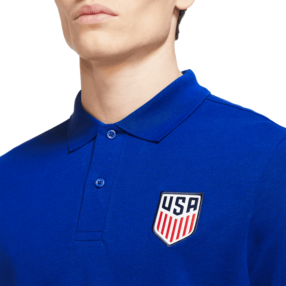 Nike USA United States USMNT 2024 Pique Travel Polo - Royal Blue/White