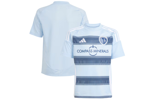 adidas Sporting Kansas City 2025 -26 Youth Home Jersey - Glow Blue/Night Indigo