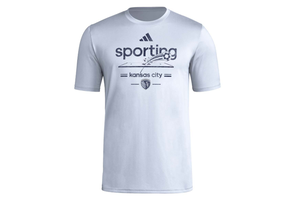 adidas SKC Sporting Kansas City MLS 2025 Pregame Script Tee Shirt - Smoke Blue