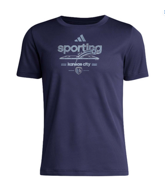 adidas adidas Youth SKC Sporting Kansas City MLS 2025 Pregame Script Tee Shirt - Navy Blue