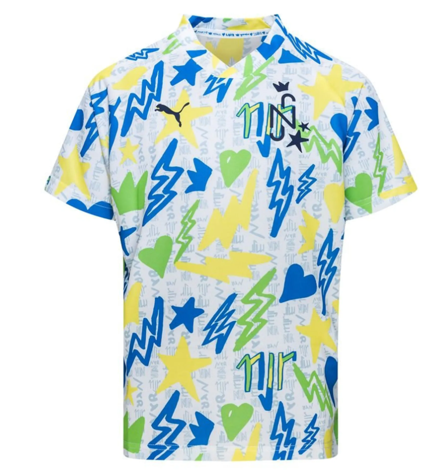 Puma Neymar Jr. NJR Instituto Soccer Training Jersey - White/Racing Blue/Lemon/Parakeet Green