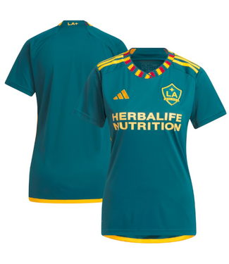adidas adidas LA Galaxy 2024 -25 Womens Away Jersey - Mystery Green/Team Gold