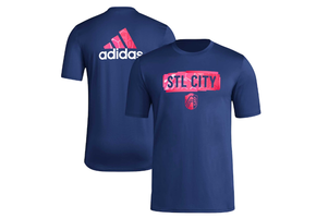 adidas Saint Louis City  SC MLS 2025 Local Pop Aeroready Tee Shirt - Navy/Pink
