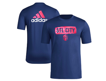 adidas Saint Louis City  SC MLS 2025 Local Pop Aeroready Tee Shirt - Navy/Pink