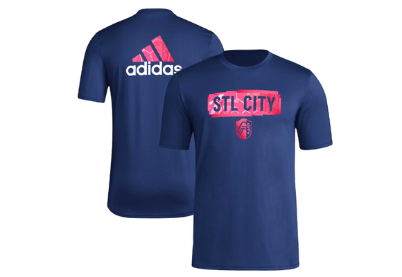 adidas Saint Louis City  SC MLS 2025 Local Pop Aeroready Tee Shirt - Navy/Pink