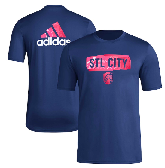 adidas Saint Louis City SC MLS 2025 Local Pop Aeroready Tee Shirt - Navy/Pink