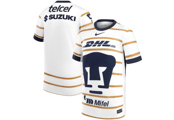 Nike Youth Pumas UNAM 2024 - 25 Home Jersey -White/Obsidian/Gold