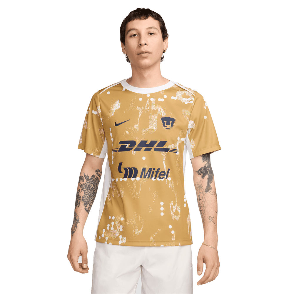 Nike Pumas UNAM 2024 - 25 Academy Pro Prematch Training Jersey - Truly Gold/White/Obsidian